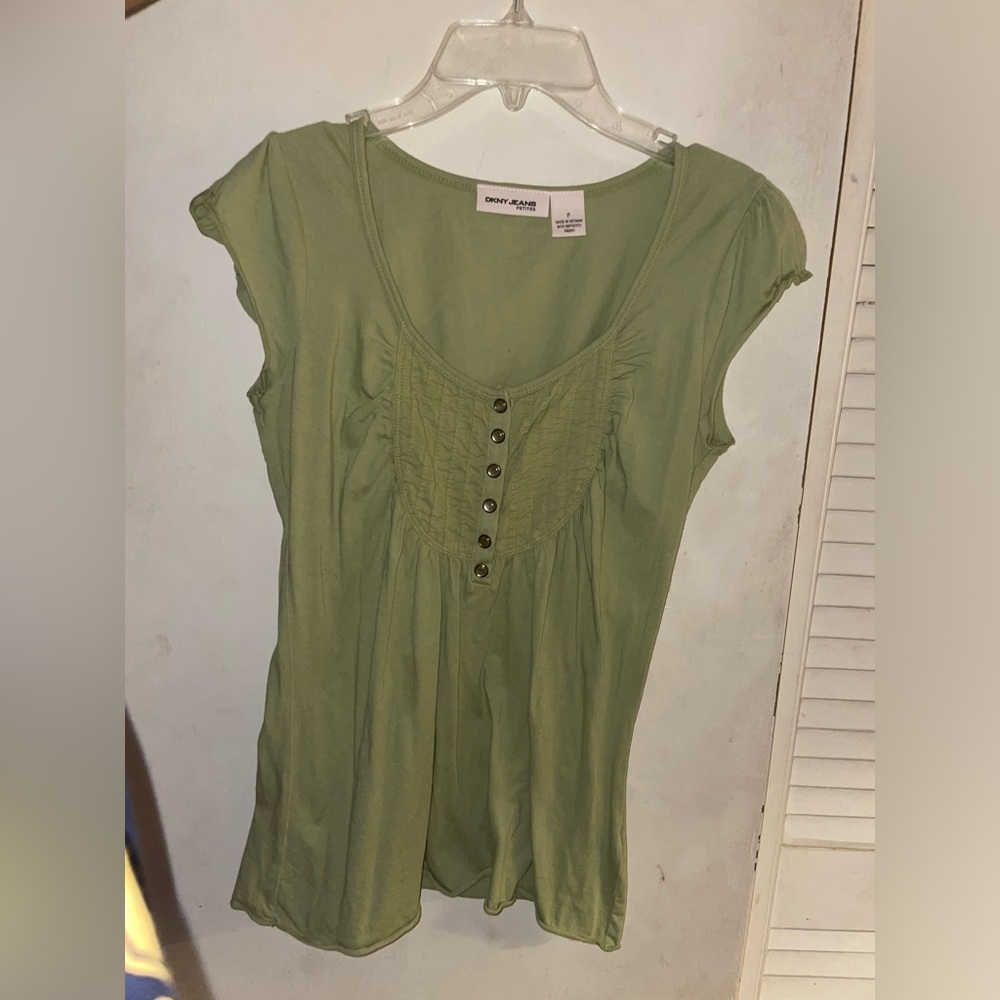 DKNY Jeans Petites green tank top shirt y2k